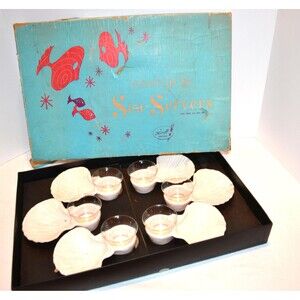 Vintage Pink Sea-Servers for Party of Six 1950s